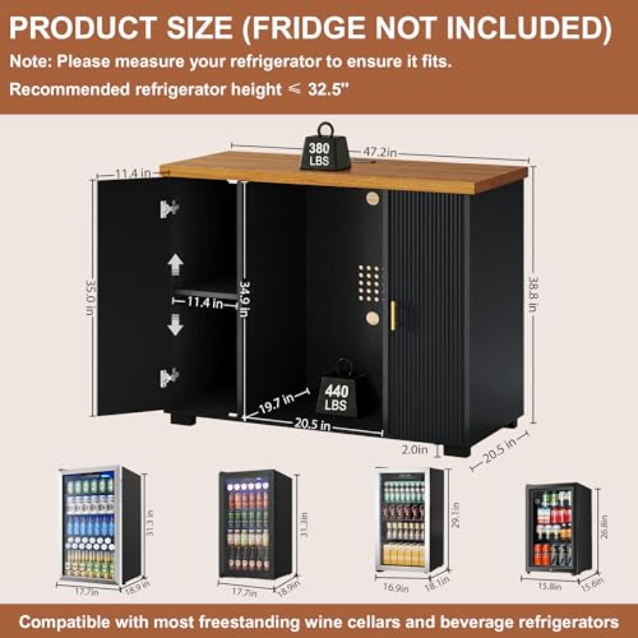 47 Fluted Coffee Bar Cabinet w - đánh giá và giá Home Bar And Fridge