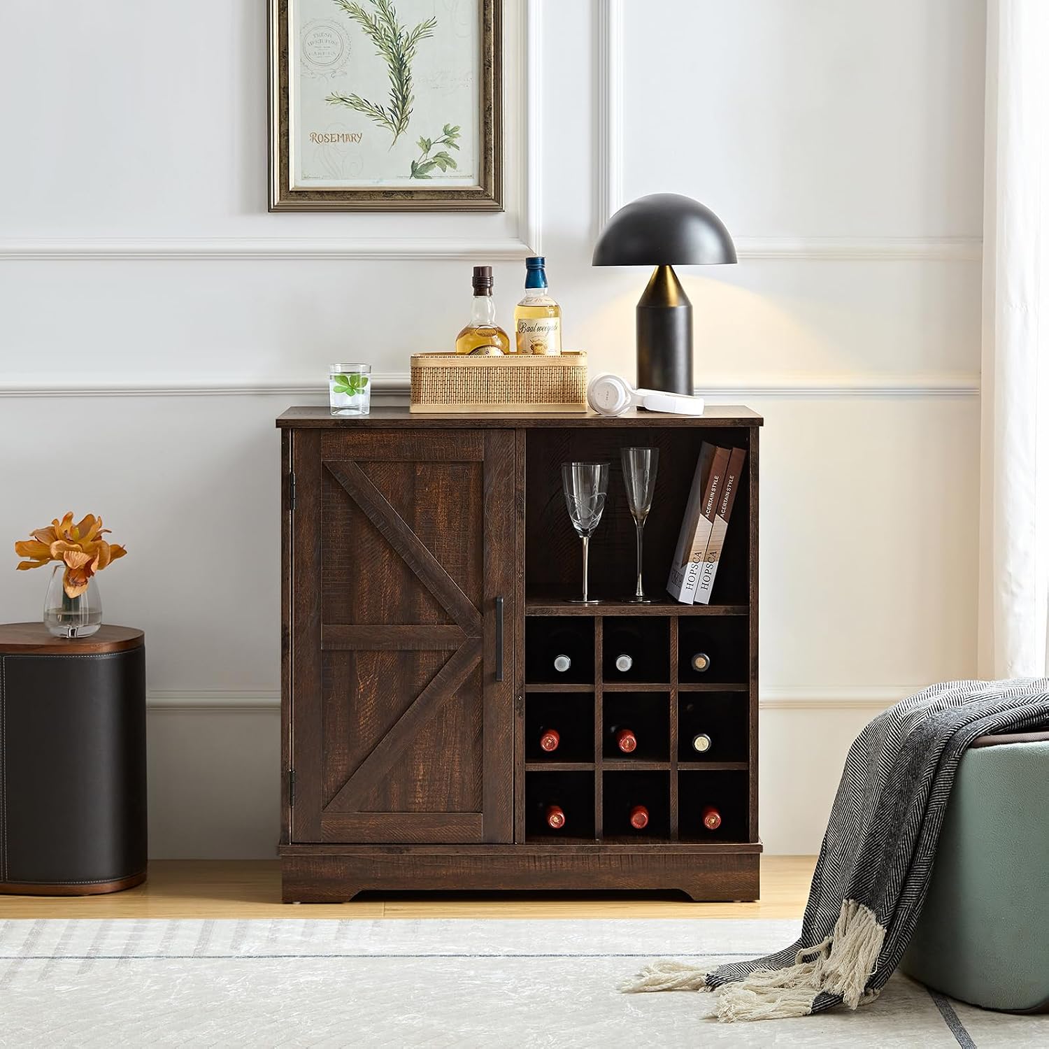 Farmhouse Bar Cabinet Wine Rac - đánh giá và giá Home Bar Shelves