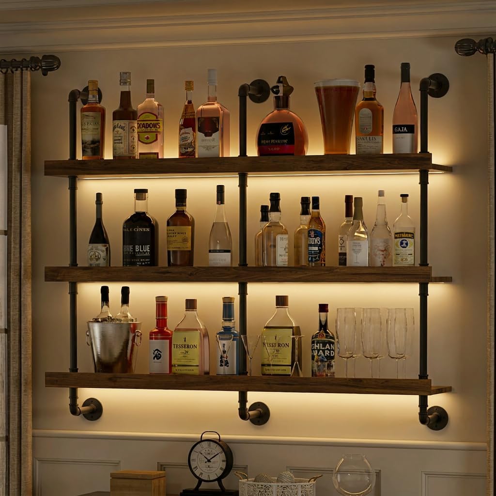 Wall Mounted Wine Rack With LE - đánh giá và giá Home Bar Shelves
